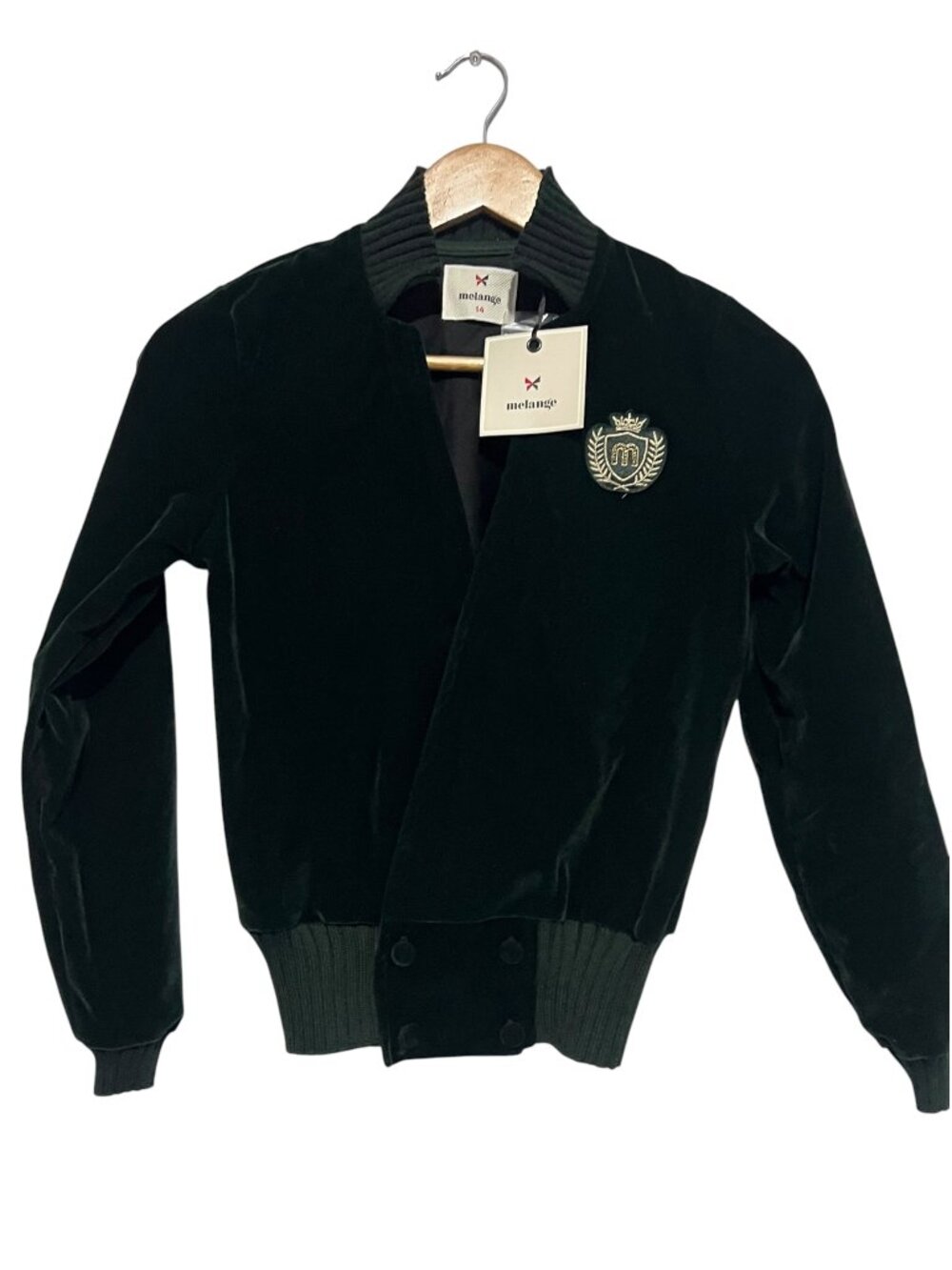 Melange Dark Green Velvet Jacket Size 14 Brand New